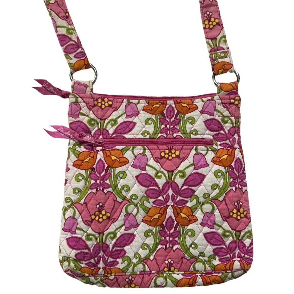 '13 VERA BRADLEY women's pink/multi floral hipster lilli bell shoulder bag. - Picture 3 of 4